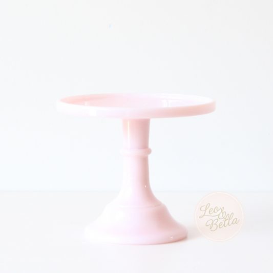 Leo & Bella - Mosser Milk Glass Cake Stand Pink Tuscan Crown 15cm 6inch
