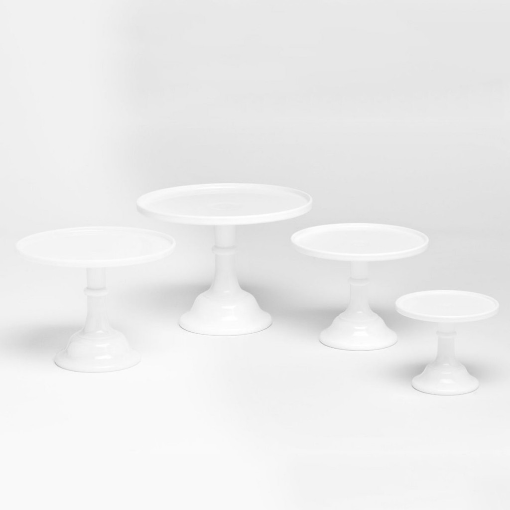 25cm Mosser Milk Glass Cake Stand White Leo & Bella