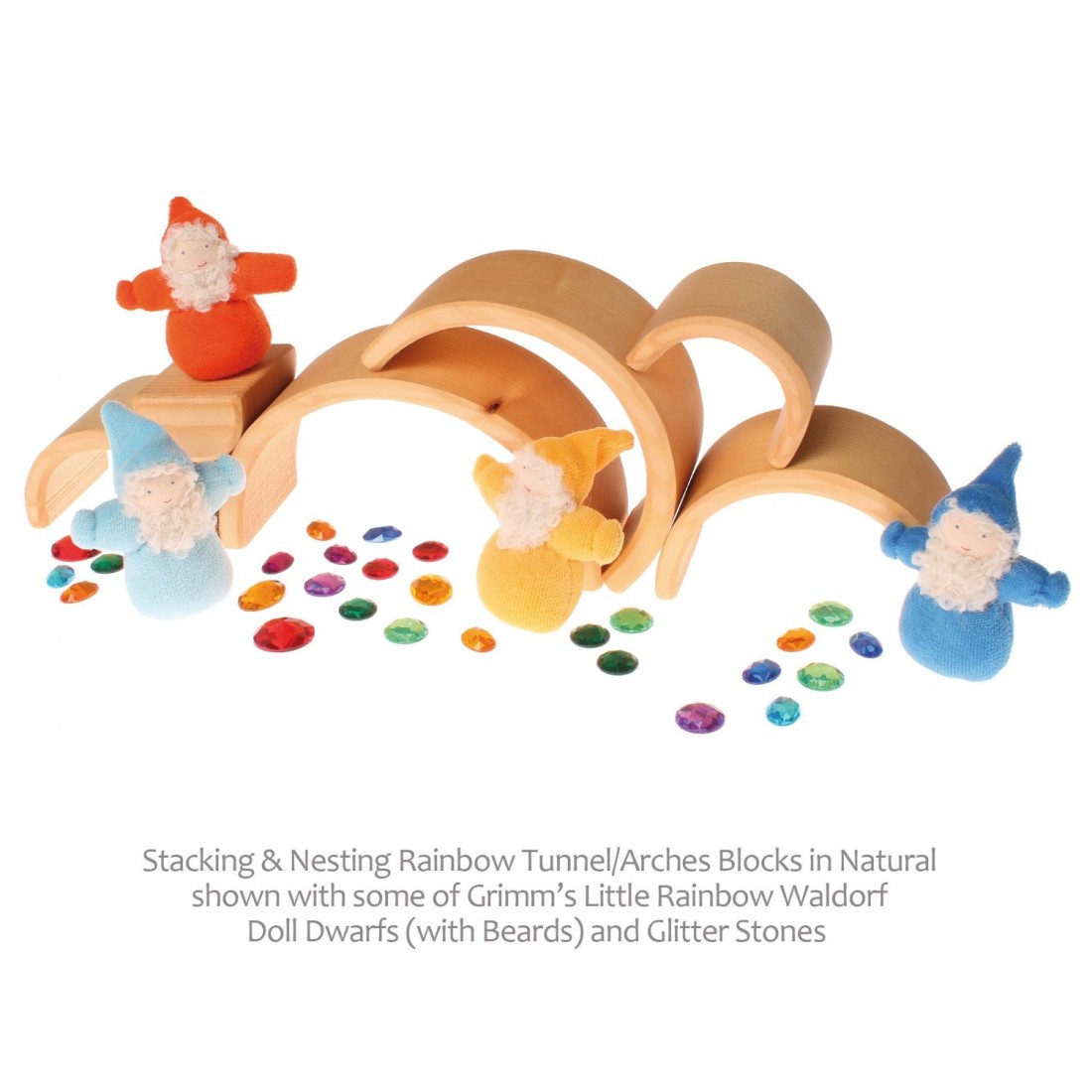 Grimm's Stacking Wooden Rainbow Natural Medium Leo & Bella