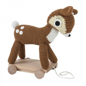 Sebra Crochet Pull Along Deer On Wheels Large