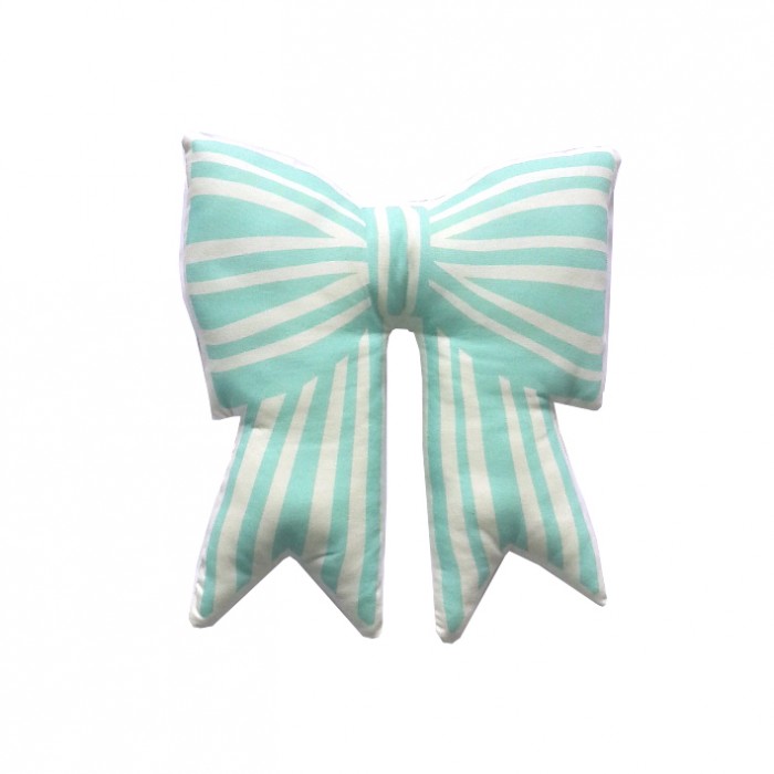 Suella Stripe Bow Cushion Mint Leo & Bella