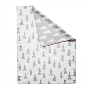 Fine Little Day Gran Woven Blanket Grey - Pink Trim