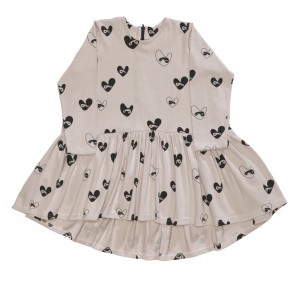 Beau LOves Oversized Dress Bandit Lovehearts Oyster (Size 6-7Y ONLY)