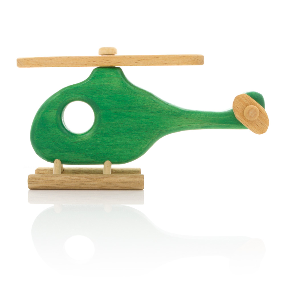 Milton Asbhy Gift Boxed Wooden Helicopter Green - Leo & Bella