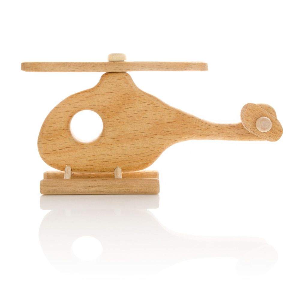 Milton Asbhy Gift Boxed Wooden Helicopter Natural - Leo & Bella