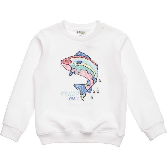Kenzo Kids Fish Sweater White - Leo \u0026 Bella