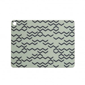 OYOY Placemat Mint Green with Grey Waves 2PC