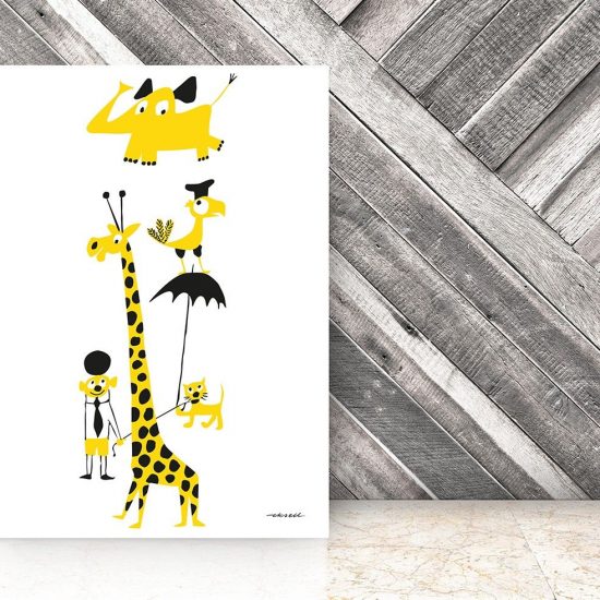 Olle Eksell Poster Animals Yellow - Leo & Bella