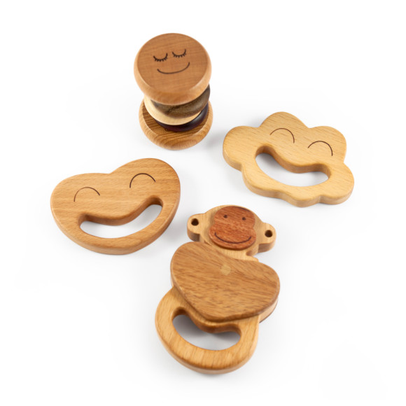 Leo & Bella | Soopsori Wooden Monkey Rattle and Teether Set