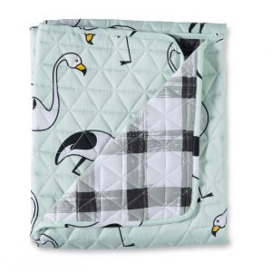 Sack Me! Flamingo Mint Quilted Playmat / Coverlet Cot Size