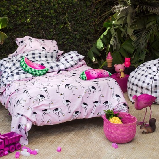 Sack Me! Flamingo Pink Quilted Blanket / Coverlet Kids Size Leo & Bella