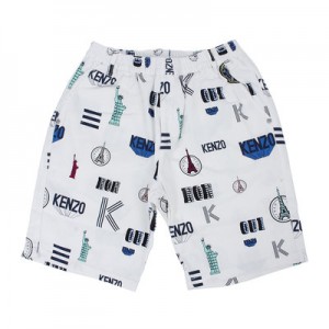Kenzo SS16 Shorts Bermuda Paris Print White