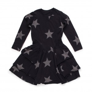 NUNUNU AW16 Dress Layered Stars Black