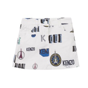 Kenzo SS16 Skirt Short Paris Print White