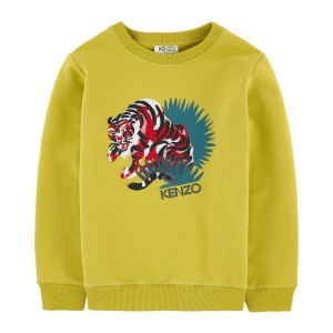 Kenzo Kids SS16 Sweatshirt Embroidered Jungle Tiger Olive