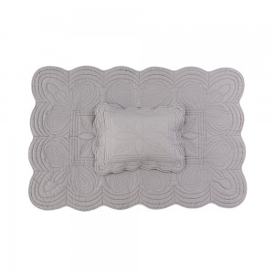 Bonne Mere Scalloped Quilt & Pillow Set Elephant Grey King Single