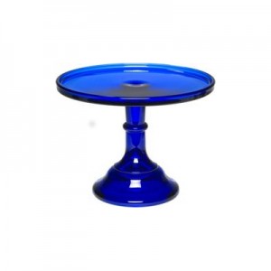 15cm Mosser Milk Glass Cake Stand Navy Blue Cobalt - Leo & Bella