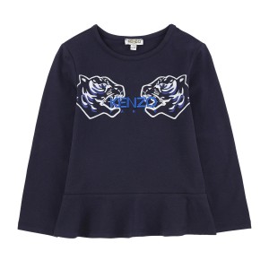 Kenzo AW16 Tiger Long Sleeve Swing T-Shirt Top Midnight Blue