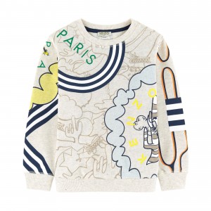 Kenzo SS17 Sweatshirt Paris Cartoon Cactus Marled Sable Oatmeal