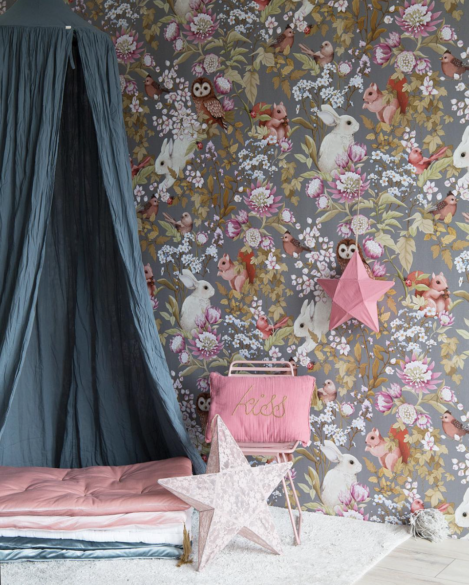 Fleur Harris Wallpaper Woodland Dark Lavender - Leo & Bella