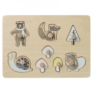 Bloomingville Mini Puzzle with Knobs Bear Natural / Pastel
