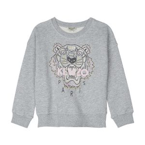 Kenzo AW17 Sweatshirt Tiger Head With Sequins China Grey