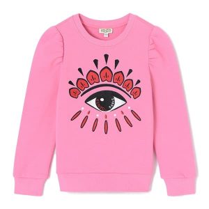Kenzo Kids AW17 Gathered Sweatshirt Winking Eyes Old Pink