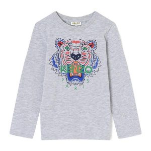 Kenzo Kids AW17 Long Sleeve Kenzo Tiger Head Light China Grey