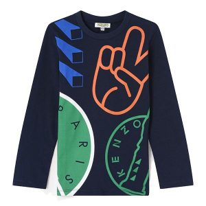 Kenzo Kids AW17 Long Sleeve Kenzo x Peace Logo Ultra Navy