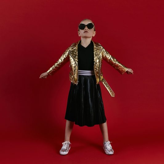 Laer Kids x Milk & Soda The Gold Stud Moto Leather Jacket - Leo & Bella