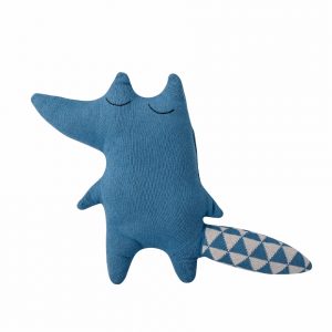 Bloomingville Mini Knitted Fox Cushion Blue