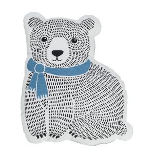Bloomingville Mini Cushion Cotton White Bear With Blue Scarf