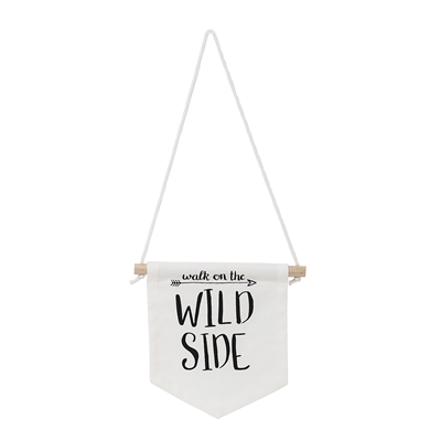 Bloomingville Wall Hanger Banner Cotton Wild Side White - Leo & Bella