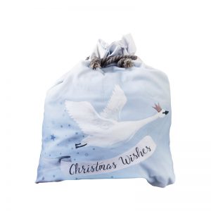 Down to the Woods Santa Sack Flying Swan Christmas Wishes Light Blue