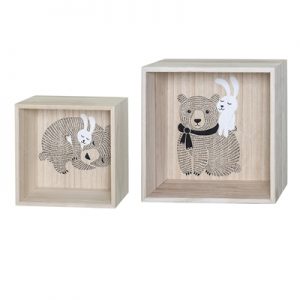 Bloomingville Mini Square Display Boxes Set of 2 Bear / Bunny
