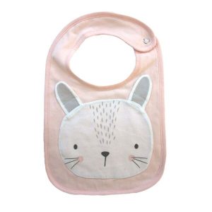 Mister Fly Square Bib Pink Bunny