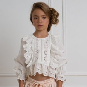 Petite Amalie Embroidered Trim Blouse White