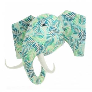 Fiona Walker Felt Animal Head Leaf Print Elephant