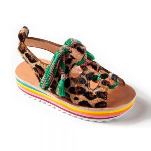 Maison Mangostan SS18 Guajava Flatform Sandal Calf Hair Leopard Print