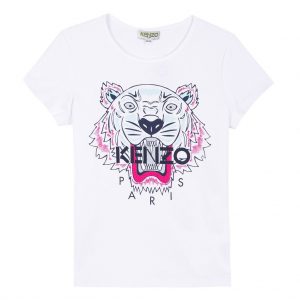 Kenzo Kids SS18 T-Shirt Girls Tiger Logo Print White