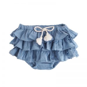 Tocoto Vintage SS18 Baby Ruffle Diaper Cover Bloomers Chambray Blue