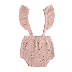 Tocoto Vintage SS18 Baby Knitted Tricot Coulote Suspenders Pink