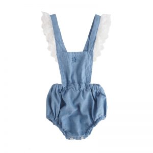 Tocoto Vintage SS18 Baby Bodysuit Lace / Chambray Blue