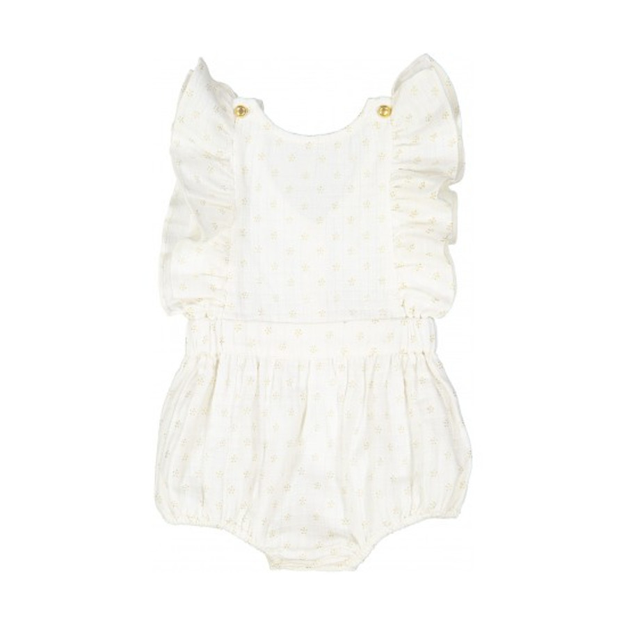 Louis Louise Baby Marie Overall Off White With Gold Dots - Leo & Bella