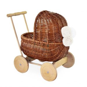 Lilu Wicker Dolls Pram Natural Petite