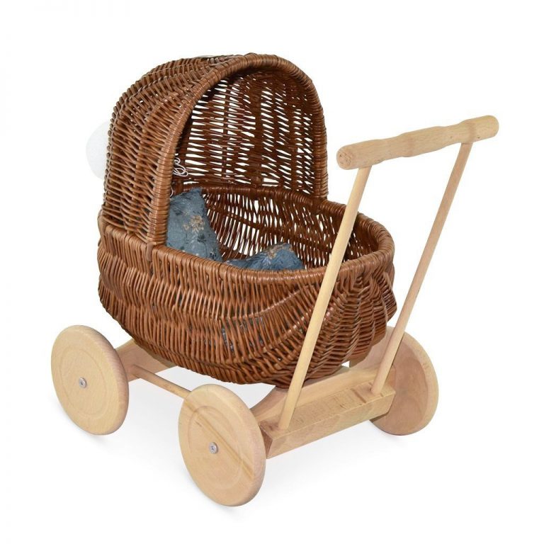 Lilu Wicker Dolls Pram Natural Petite Leo & Bella