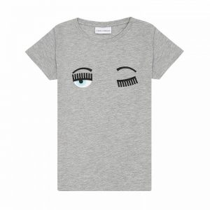 Chiara Ferragni Kids T-Shirt Flirting Eye Grey