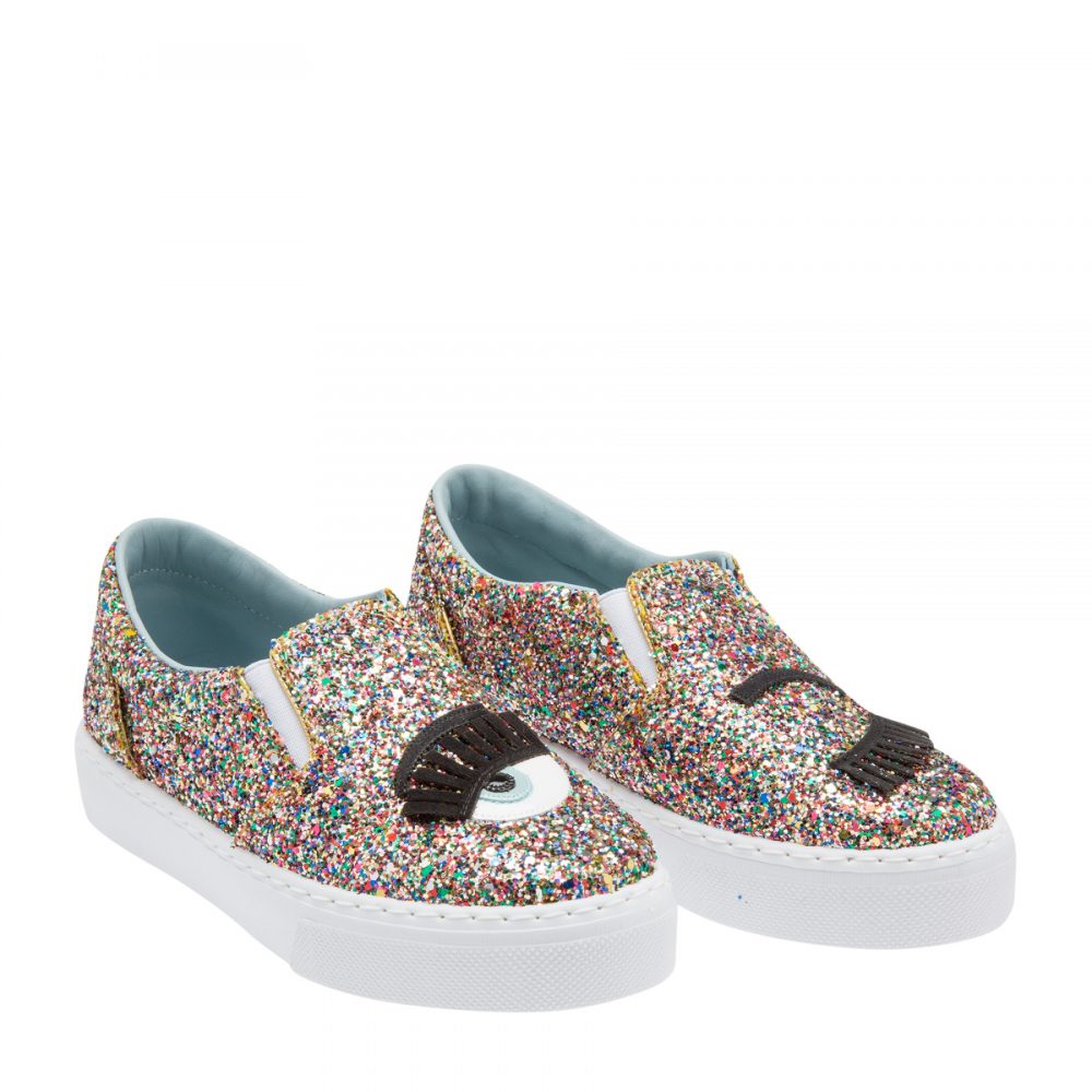 Chiara Ferragni Kids Slip On Shoes Multi Glitter - Leo & Bella
