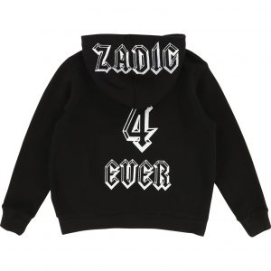 Zadig & Voltaire Kids SS18 Fleece Zip Hoodie Cardigan Black