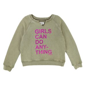 Zadig & Voltaire Kids SS18 Girls Can Do Anything Sweatshirt Khaki